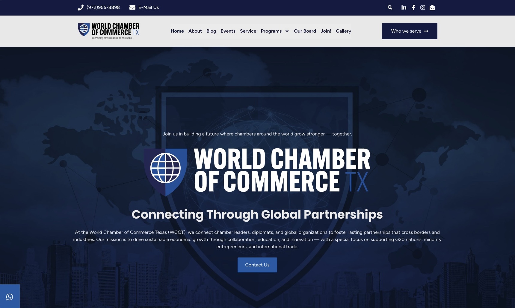 World Chamber of Commerce TX website screenshot